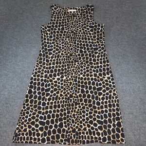 Jude Connally Womens Black Tan Animal Giraffe Print Sleeveless Shift Dress M